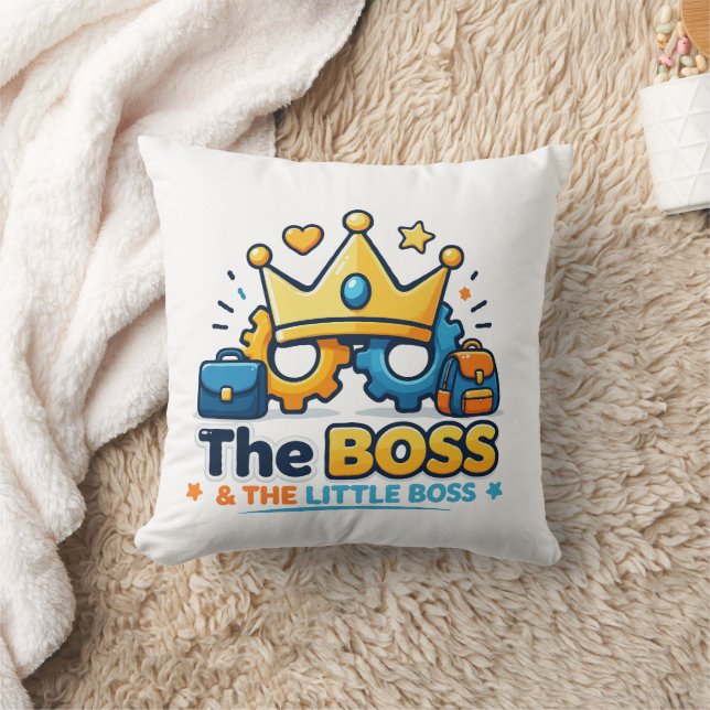 De Baas en De Kleine Baas Matchende Set Kussen (Deken)