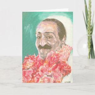 De Baba van Meher met bloemen Kaart