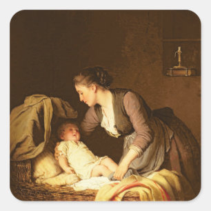 De Baby, 1880 Vierkante Sticker