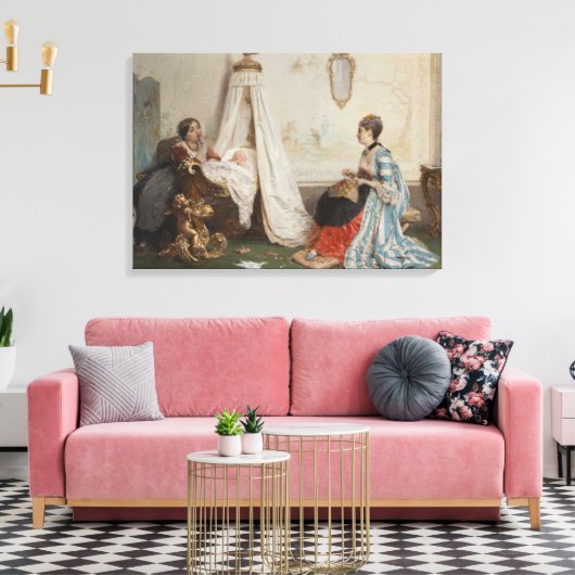 De Baby is Slapen (door Gerolamo Induno) Canvas Afdruk (Insitu (Woonkamer))