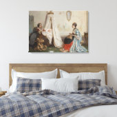 De Baby is Slapen (door Gerolamo Induno) Canvas Afdruk (Insitu (Slaapkamer))