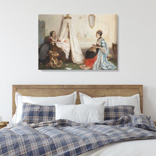 De Baby is Slapen (door Gerolamo Induno) Canvas Afdruk (Insitu (Slaapkamer))