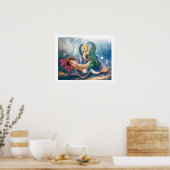 "de babysitter".. Slaande Zeemeermin Baby Poster (Keuken)