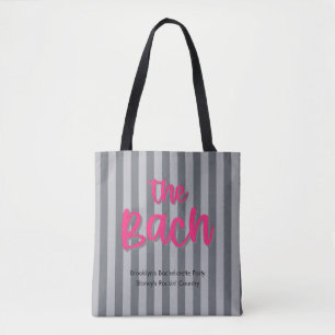 De Bach Hot Pink + Grey Stripe Bachelorette Party Draagtas
