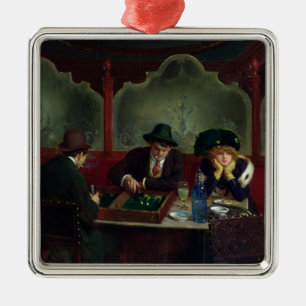 De backgammaspelers metalen ornament