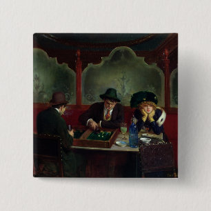 De backgammaspelers vierkante button 5,1 cm