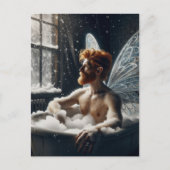 De badende fee van middelbare leeftijd met rood ha briefkaart (Voorkant)