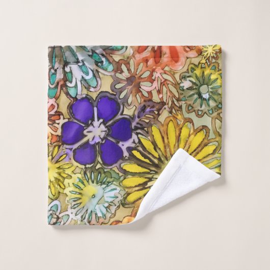 De badhanddoekreeks van flower power bad handdoek (Wasdoekje)