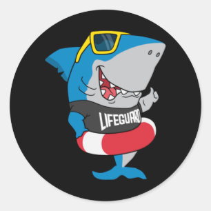 De badmeester van Shark Ronde Sticker
