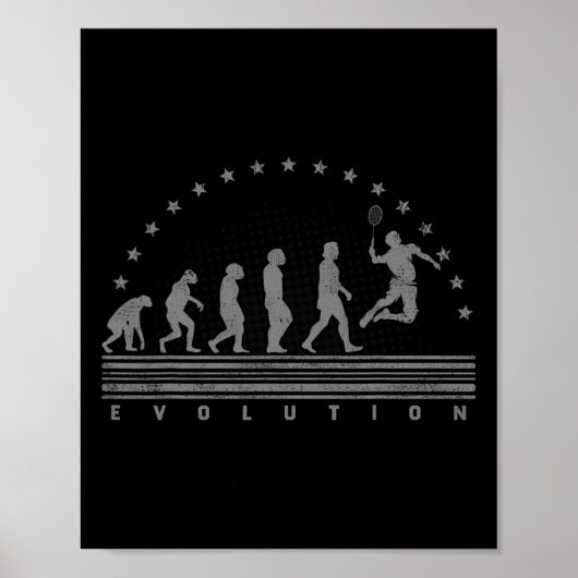 De Badminton Evolutions Retro Shuttle Mannen Poster (Voorkant)