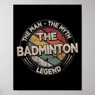 De Badminton Legenden Retro Shuttle Heren Badminto Poster