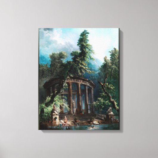 De badpool door Hubert Robert 2e editie Canvas Afdruk (Voorkant)