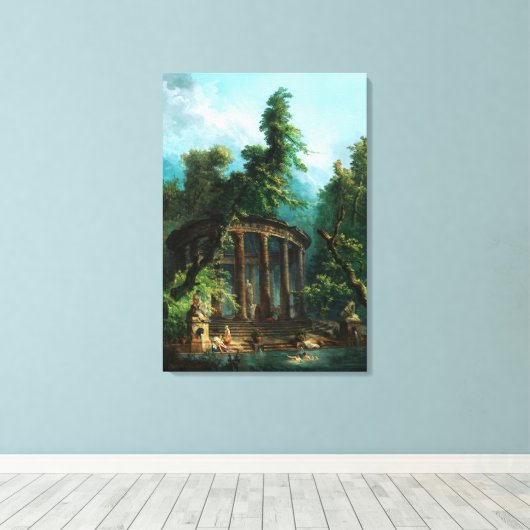 De badpool door Hubert Robert Canvas Afdruk (Insitu (Houten vloer))
