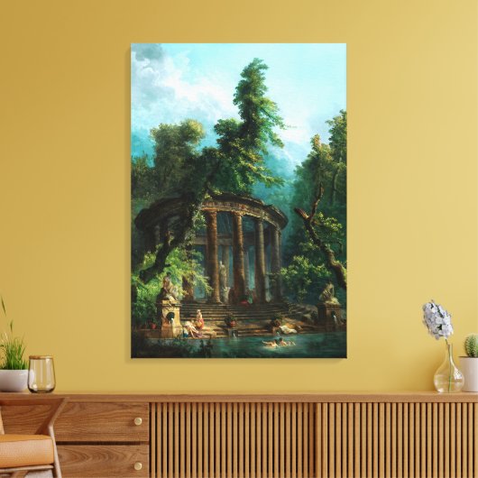 De badpool door Hubert Robert Canvas Afdruk (Insitu (Woonkamer))