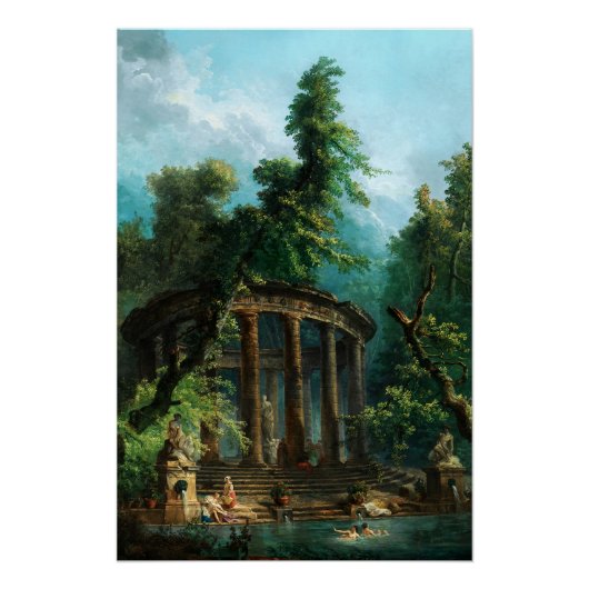 De badpool door Hubert Robert Perfect Poster (Voorkant)