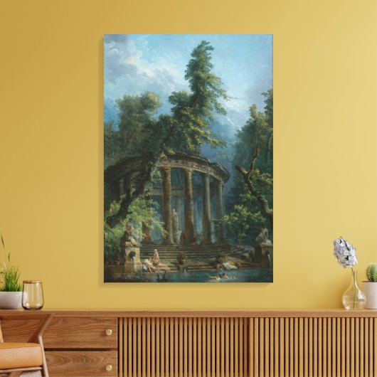 De badpool - Hubert Robert Canvas Afdruk (Insitu (Woonkamer))