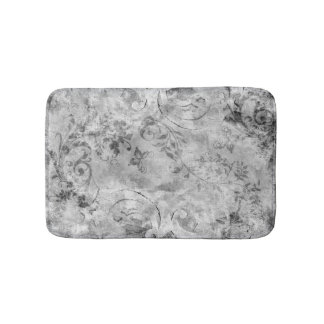 De Bain Tapis gris vintage et blanc avec rouleaux