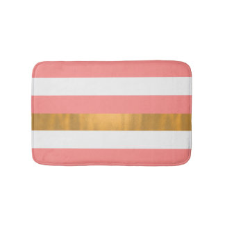 De Bain Tapis moderne blanc et doré brassard mat