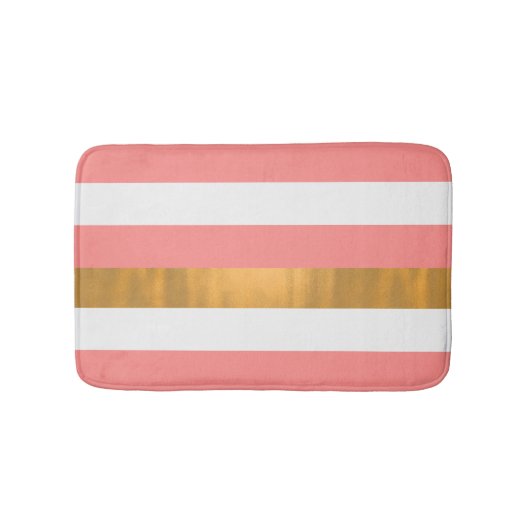 De Bain Tapis moderne blanc et doré brassard mat (Devant)