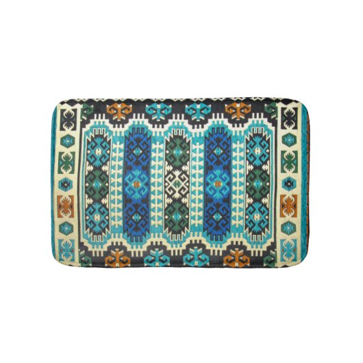 De Bain Tapis Persan Turc Oriental Bleu Vert (Devant)