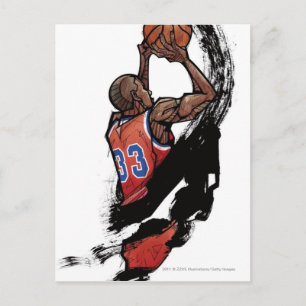 De bal van de de spelerholding van het basketbal briefkaart