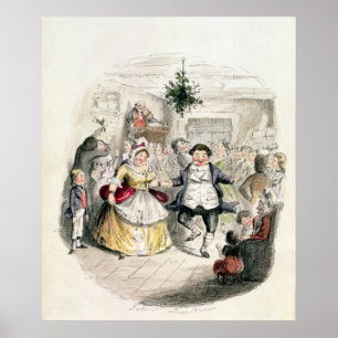 De bal van de heer Fezziwig, van 'A Kerstcarol' Poster