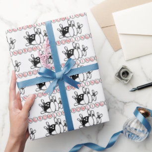 De bal van het kegelen en van het speldenpatroon cadeaupapier