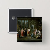 De bal vierkante button 5,1 cm (Voorkant /achterkant)