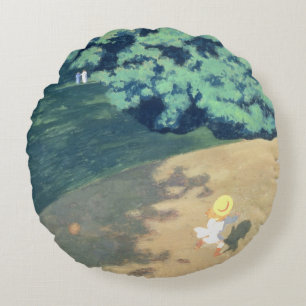 De ballon of hoek van een park met een kind rond kussen