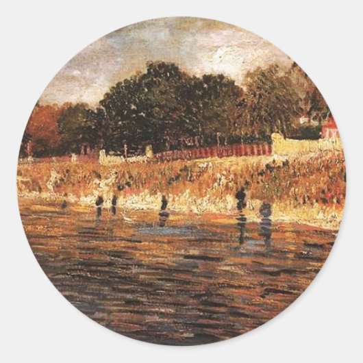 De Banken van de Seine, Vincent van Gogh Ronde Sticker (Voorkant)