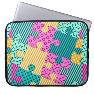 De banner met geometrische puzzels, Memphis backgr Laptop Sleeve