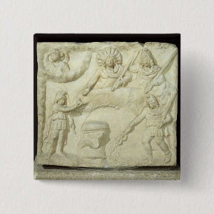 De Banquet van Mithras en de Zon Vierkante Button 5,1 Cm