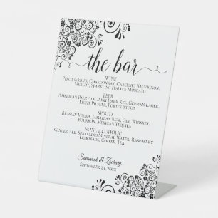 De Bar - Eenvoudige Zwart & Wit Drinken Menu Bruil Reclamebord Met Voetstuk