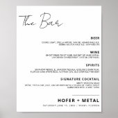 De Bar Moderne Drink Menu Minimalistische bruiloft Poster (Voorkant)