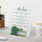 De Bar - Smaragdgroen Roos Drinken Menu Bruiloft Reclamebord Met Voetstuk (Insitu)