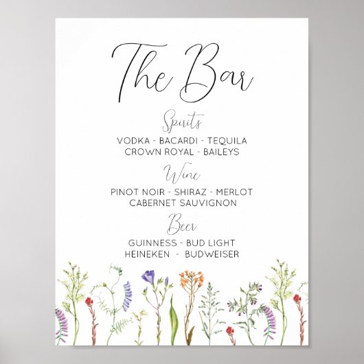 De bar Wedding Wildflowers Floral Ditsy Poster (Voorkant)