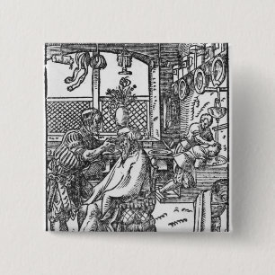 De Barber Vierkante Button 5,1 Cm