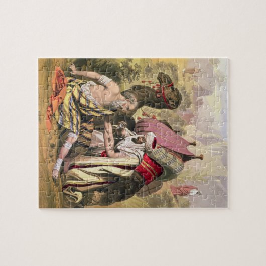 De barmhartige Samaritaan uit een bijbel die door Legpuzzel (Horizontaal)