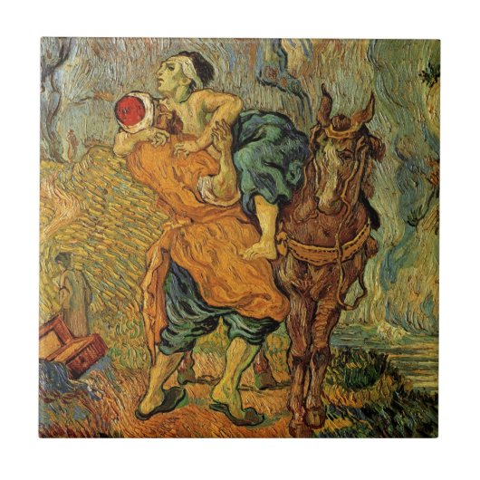 De barmhartige Samaritaan van Vincent van Gogh Tegeltje (Voorkant)