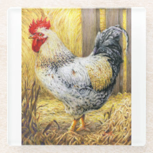 De Barn Rooster Glazen Onderzetter