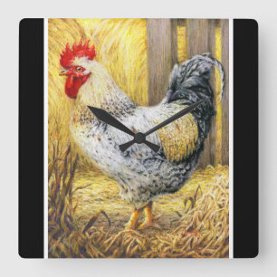 De Barn Rooster Vierkante Klok
