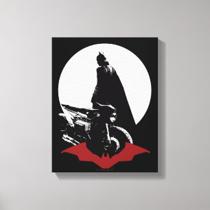 De Batman Motorcycle Silhouette Canvas Afdruk