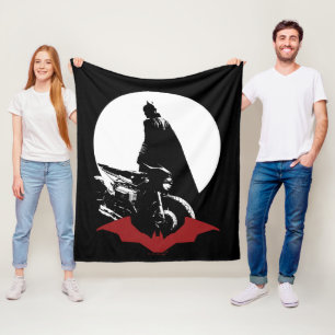 De Batman Motorcycle Silhouette Fleece Deken