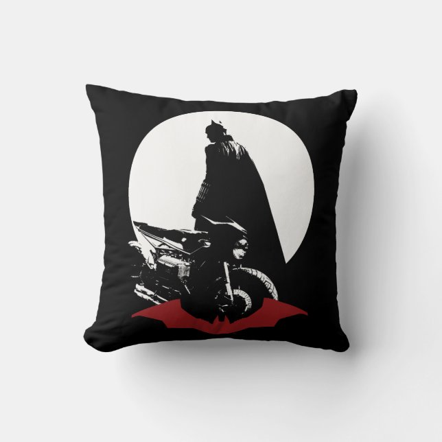 De Batman Motorcycle Silhouette Kussen (Voorkant)