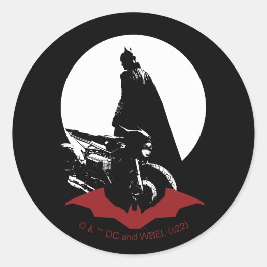 De Batman Motorcycle Silhouette Ronde Sticker (Voorkant)