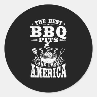 De bbq-pitten zijn van america grill cookout  ronde sticker
