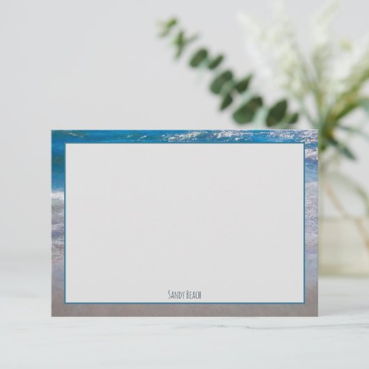 De Beach Blue White Coastal Ocean Wave Phrase Bedankkaart (Staand voorkant)