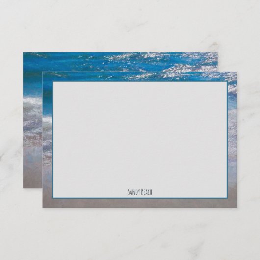 De Beach Blue White Coastal Ocean Wave Phrase Bedankkaart (Voorkant / Achterkant)