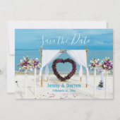De Beach bruiloft van de bestemming sparen de Datu Save The Date (Voorkant)