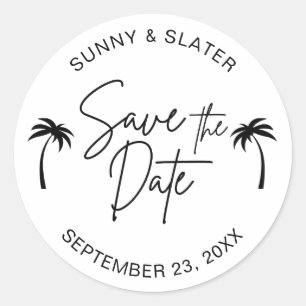 De Beach Palm Trees sparen de Datum Ronde Sticker